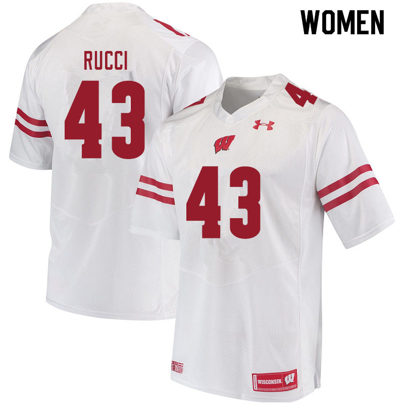 Women #43 Hayden Rucci Wisconsin Badgers College Football Jerseys Sale-White - Click Image to Close
